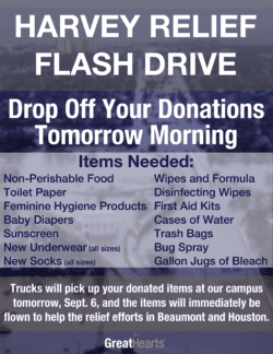 Harvey Relief Flash Drive Donation Drop Off