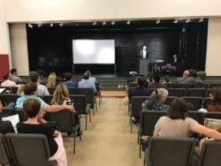 A crowd gathered to listen at Info Night