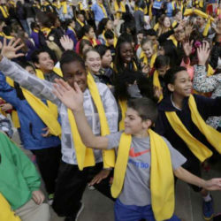 students at school choice event