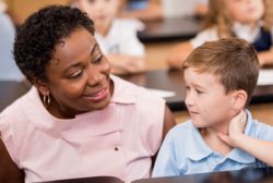 female teacher with a student