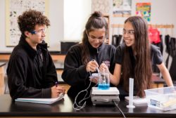 high school students doing science