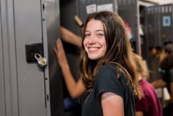 high school girl at locker