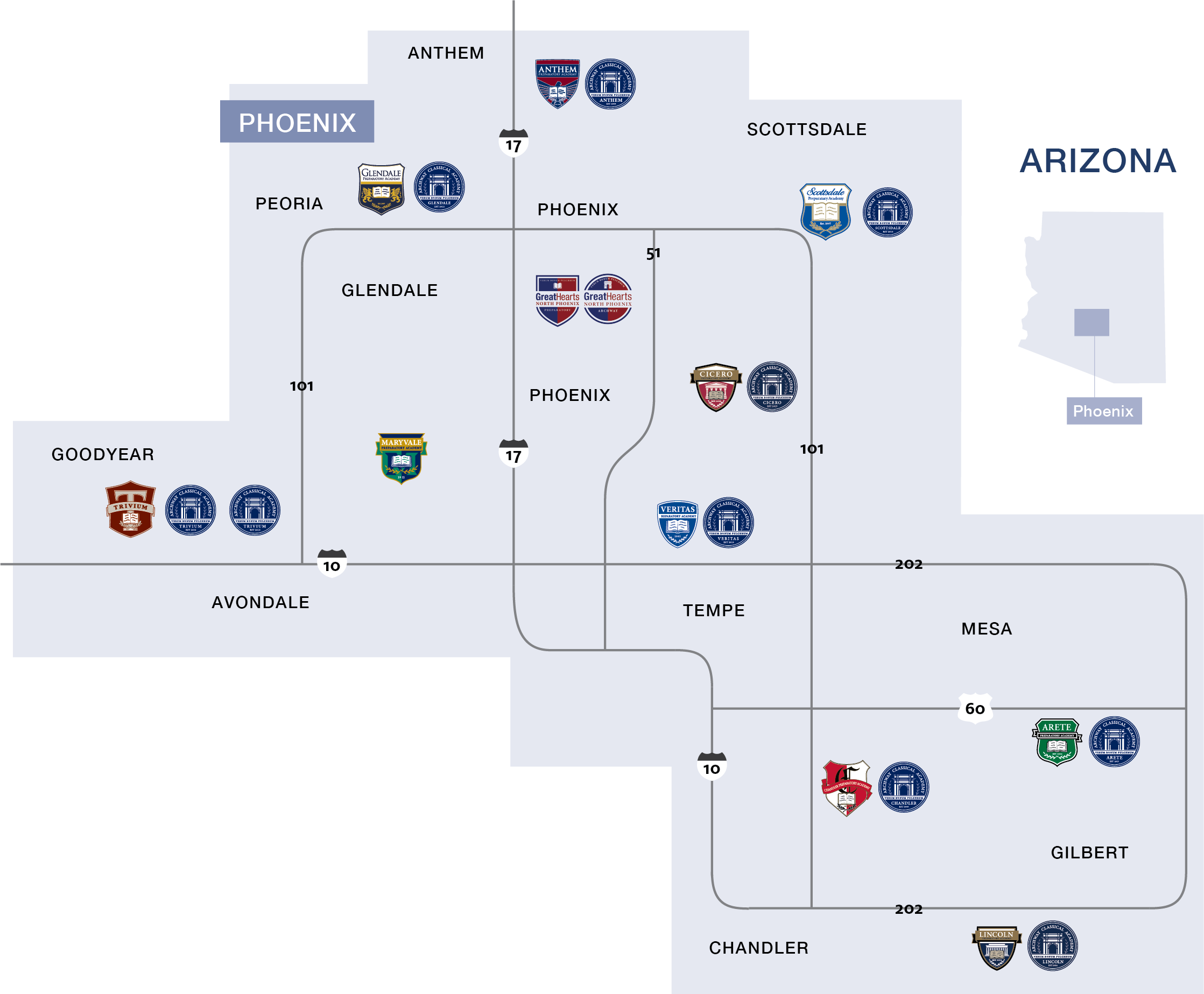 map of arizona schools