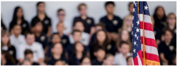 american flag in gymnasium