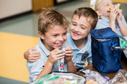 Students eating a healthy lunch