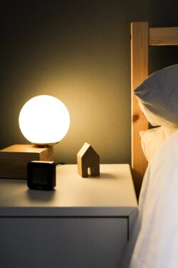 Child's bedside table with a lamp