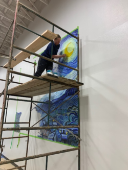 Maureen Mure painting The Starry Night mural