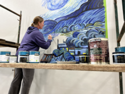 Maureen Mure painting The Starry Night mural