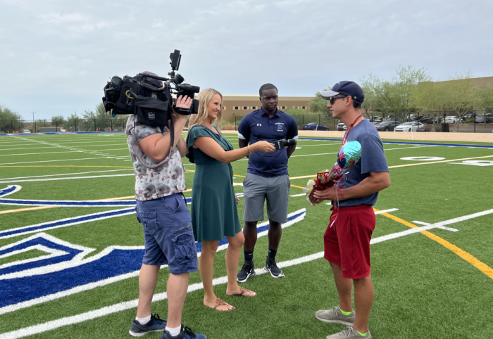 Scottsdale Prep Coach being interviewed by News 12