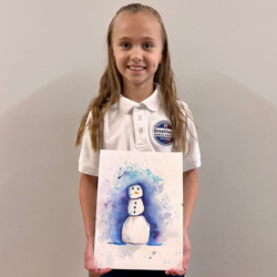 student with artwork