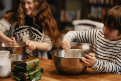 Boy and girl cooking together
