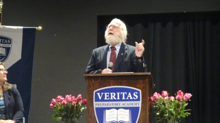 Mike Sullivan addressing students at Veritas Prep