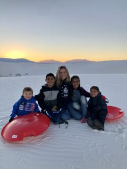 The Perez family playing in the snow