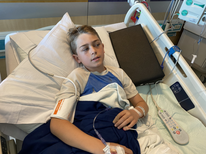 Jacob T. in hospital after snake bite