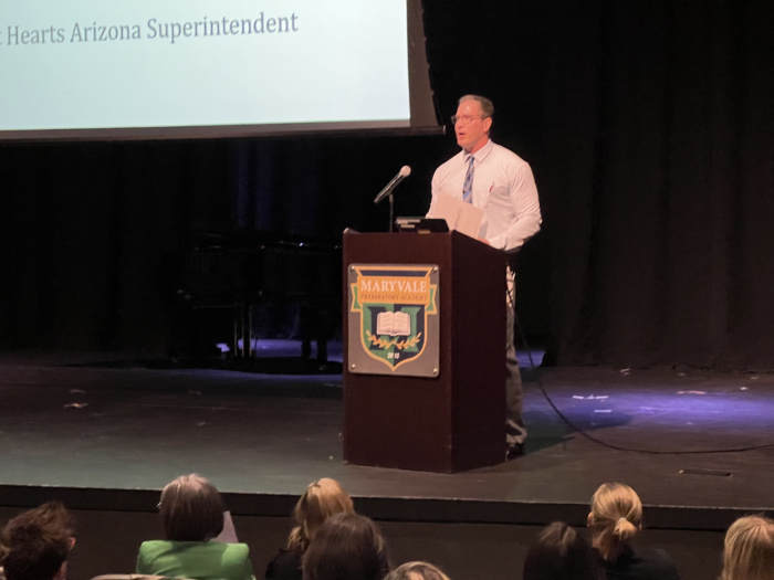 Dan Scoggin addressing attendees at Great Hearts New Faculty Orientation (NFO).