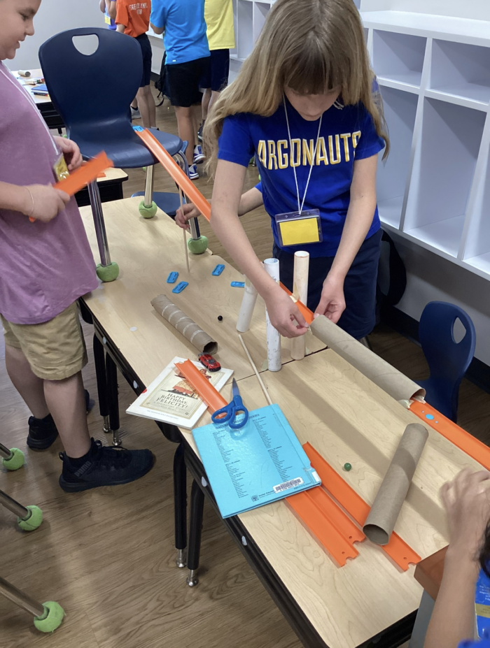 Summer Camp students working on STEM project