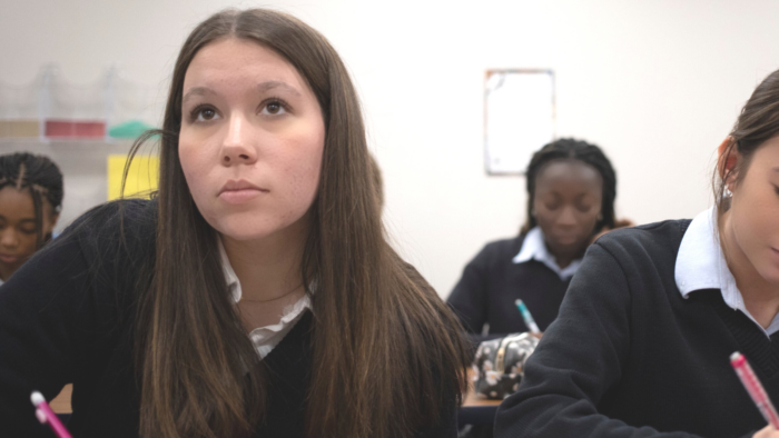High school senior at a desk