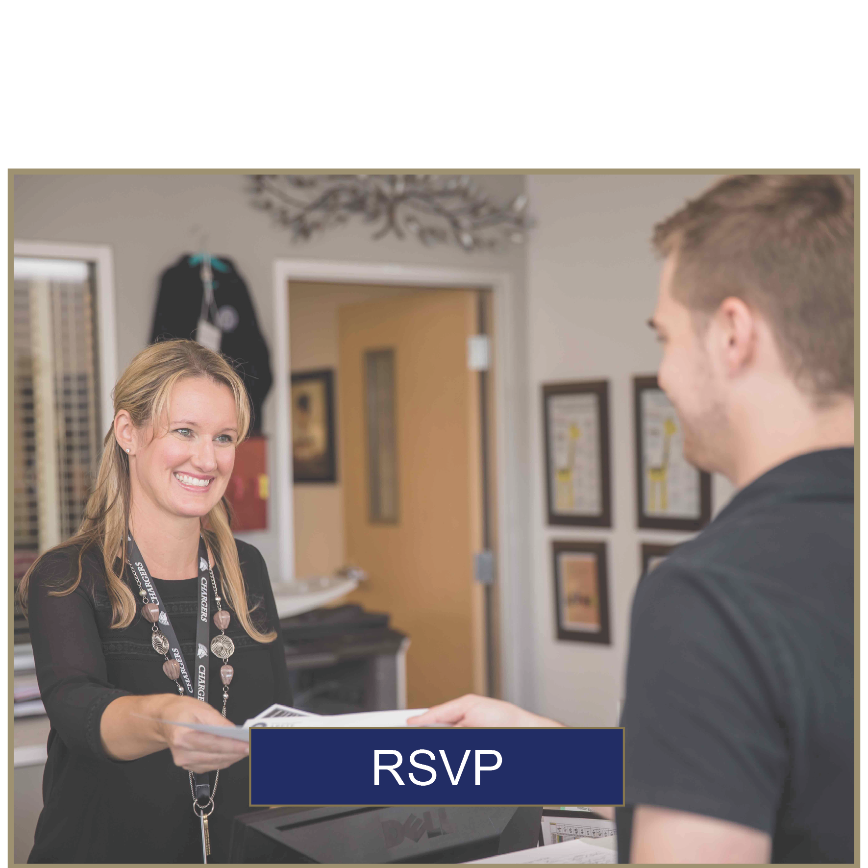 K-5 Info Night, woman and man at desk