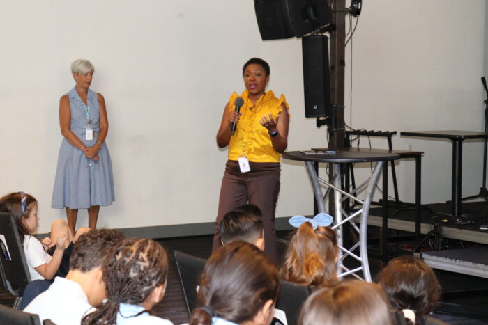 Dr. Atolagbe addressing students at Christos Chapel