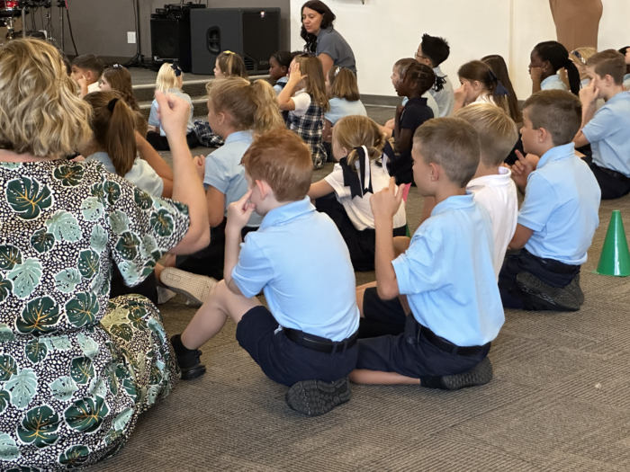 students in chapel