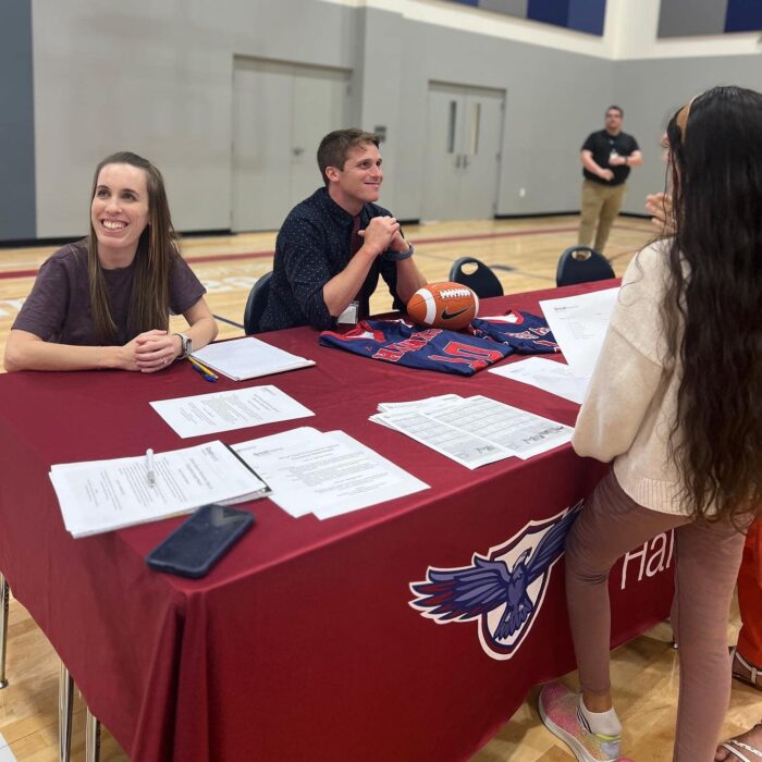 Athletics table at Great Hearts Harveston Info Night