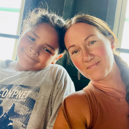 Christos parent with her son