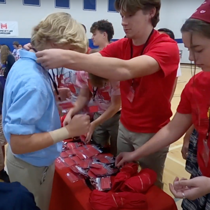 Students at House Sorting Assembly