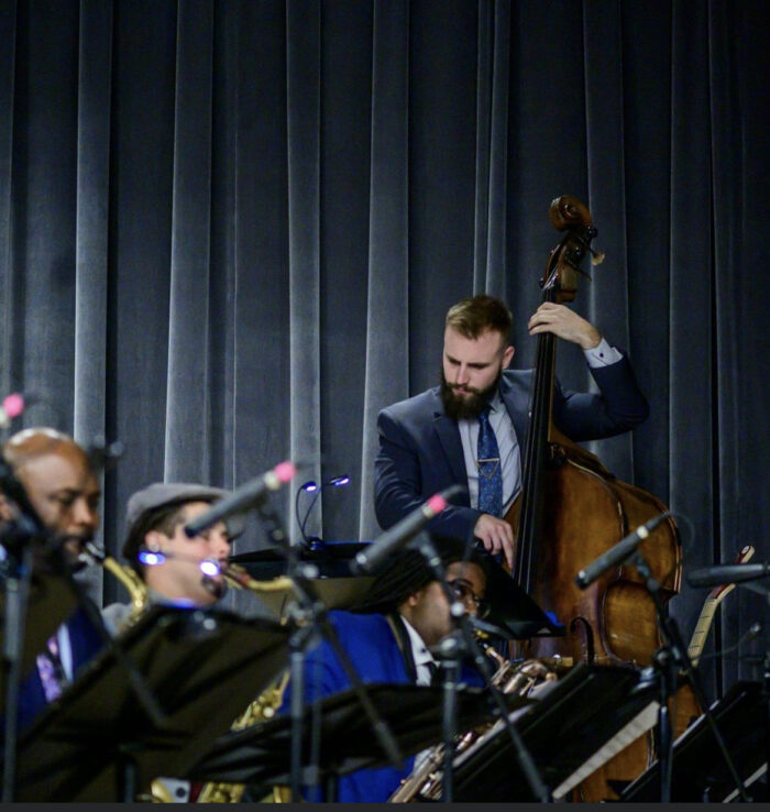 Stuart Coles, music teacher at Great Hearts Harveston, playing in a jazz band.