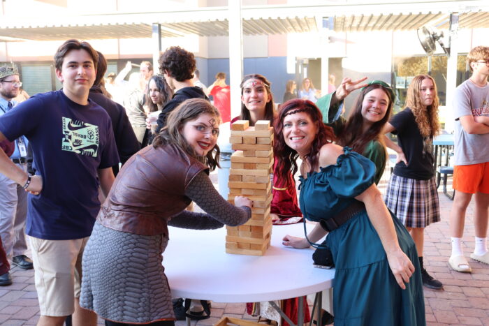 Students playing games at Cicero's Beowulf event