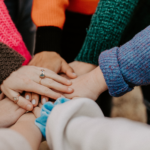 Group of student hands