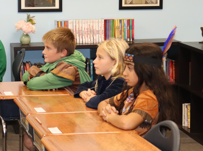 Students in costume for Great Hearts, Great Books Day