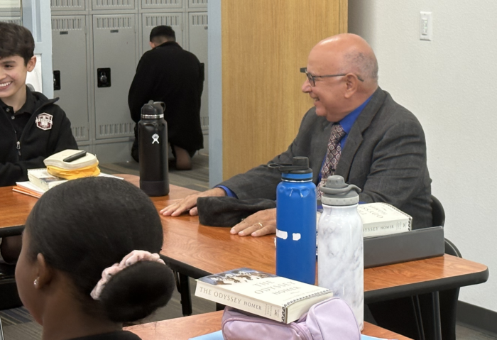 Carl Sauder teaching in a classroom