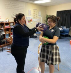Mrs. Clement teaching a Drama Class