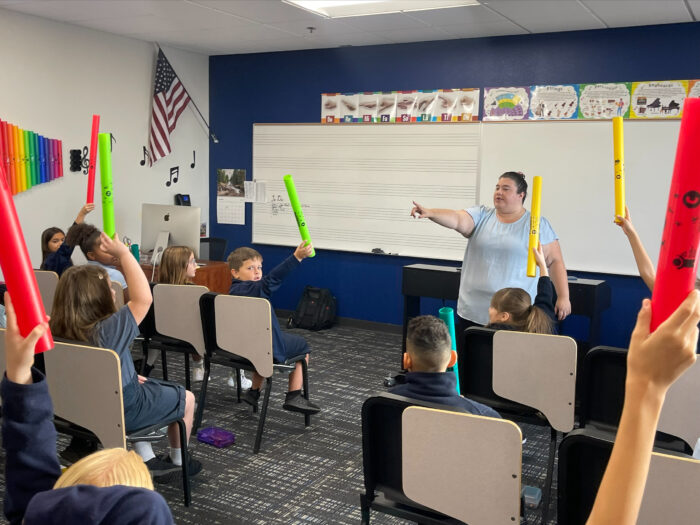 Ms. Stevens teaching a music class