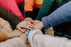 group of student hands