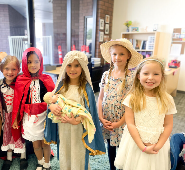 Students dressed up for Literary Character Day at Great Hearts Christos