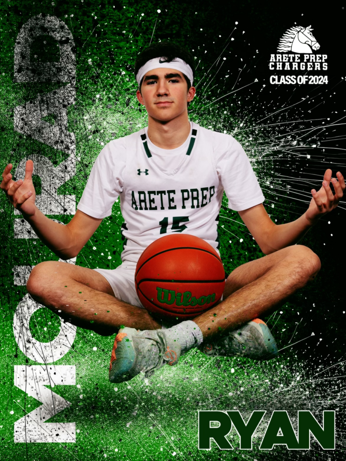 Ryan Mourad posing in his senior poster