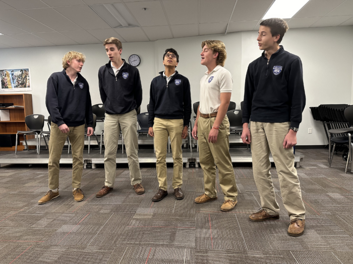 Members of the Shave Shack barbershop group at Veritas Prep