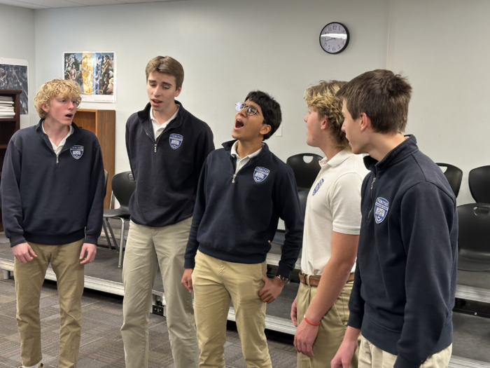 Members of the Shave Shack barbershop group at Veritas Prep