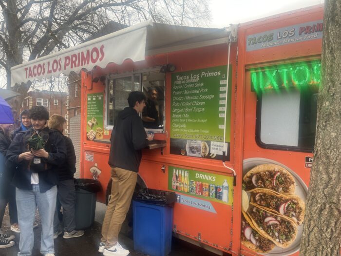 Student at a food truck