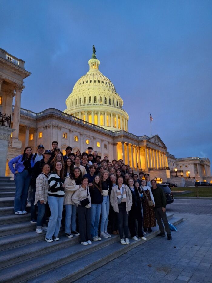 Senior students in front of the US Capitol building