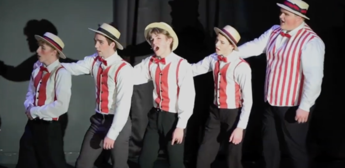 Barbershop singers in production of The Music Man