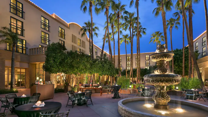 The courtyard of the Mission Palms courtesy of hyatt.com