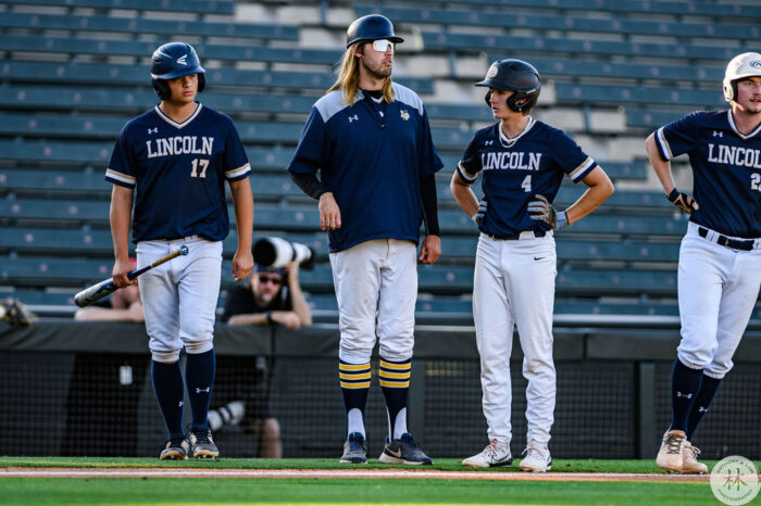Paul Schubring coaching the Lincoln Prep baseball team