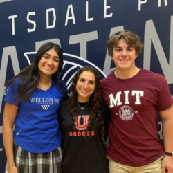 Three Scottsdale seniors celebrating signing their Letter of Intent to play college sports at their respective schools.