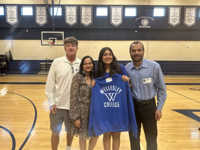 Scottsdale senior with her family after signing her Letter of Intent to play college tennis at Wellesley College.