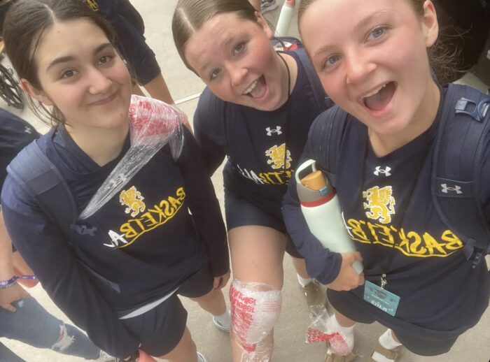 Three girls from the Glendale Prep Girls Basketball Team at Section 7