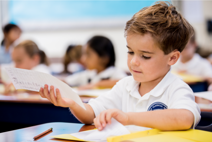 Boy at a desk