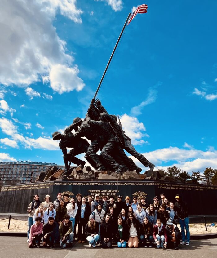 Students in front of monument in Washington DC