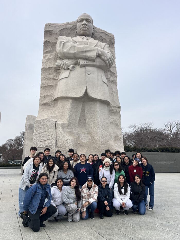 Students in front of MLK monument in Washington DC